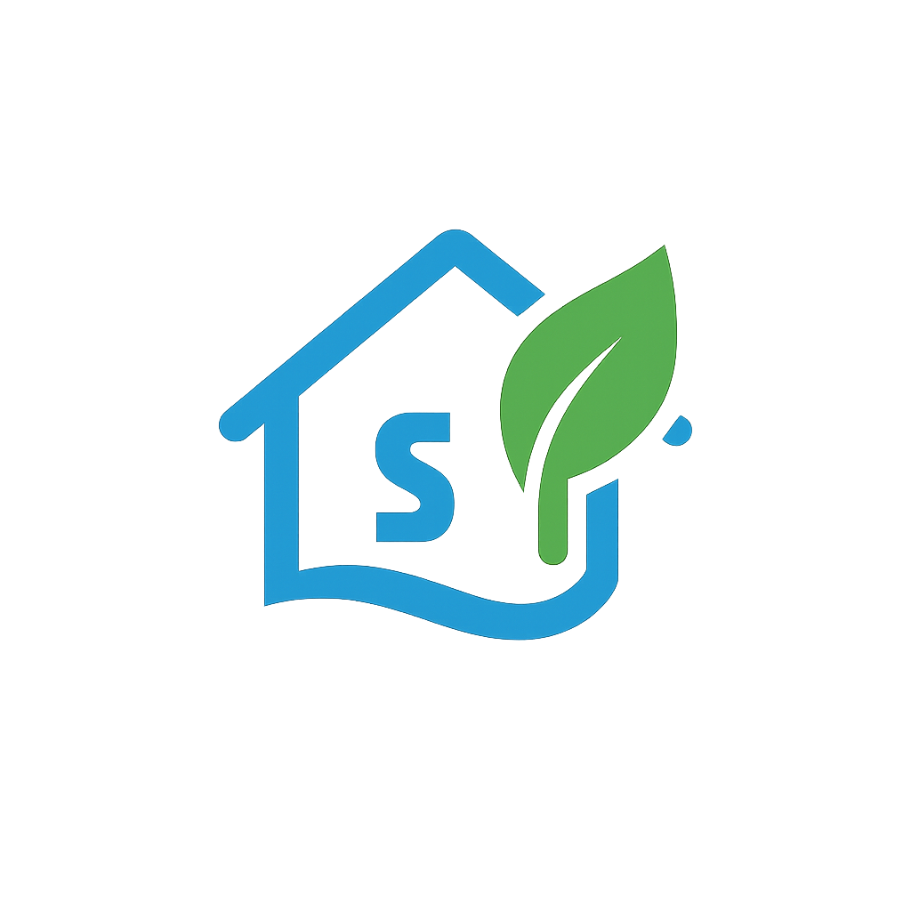 Logo_mit S Logo Haus mit Blatt